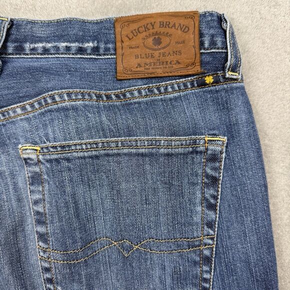 Lucky Brand Jeans Mens 38x30 Blue 181 Relaxed Straight Denim Pants Zip Distress - Picture 5 of 11